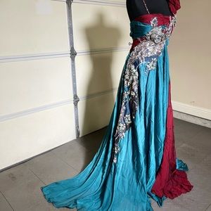 Vintage Couture Evening Embroidered Gown